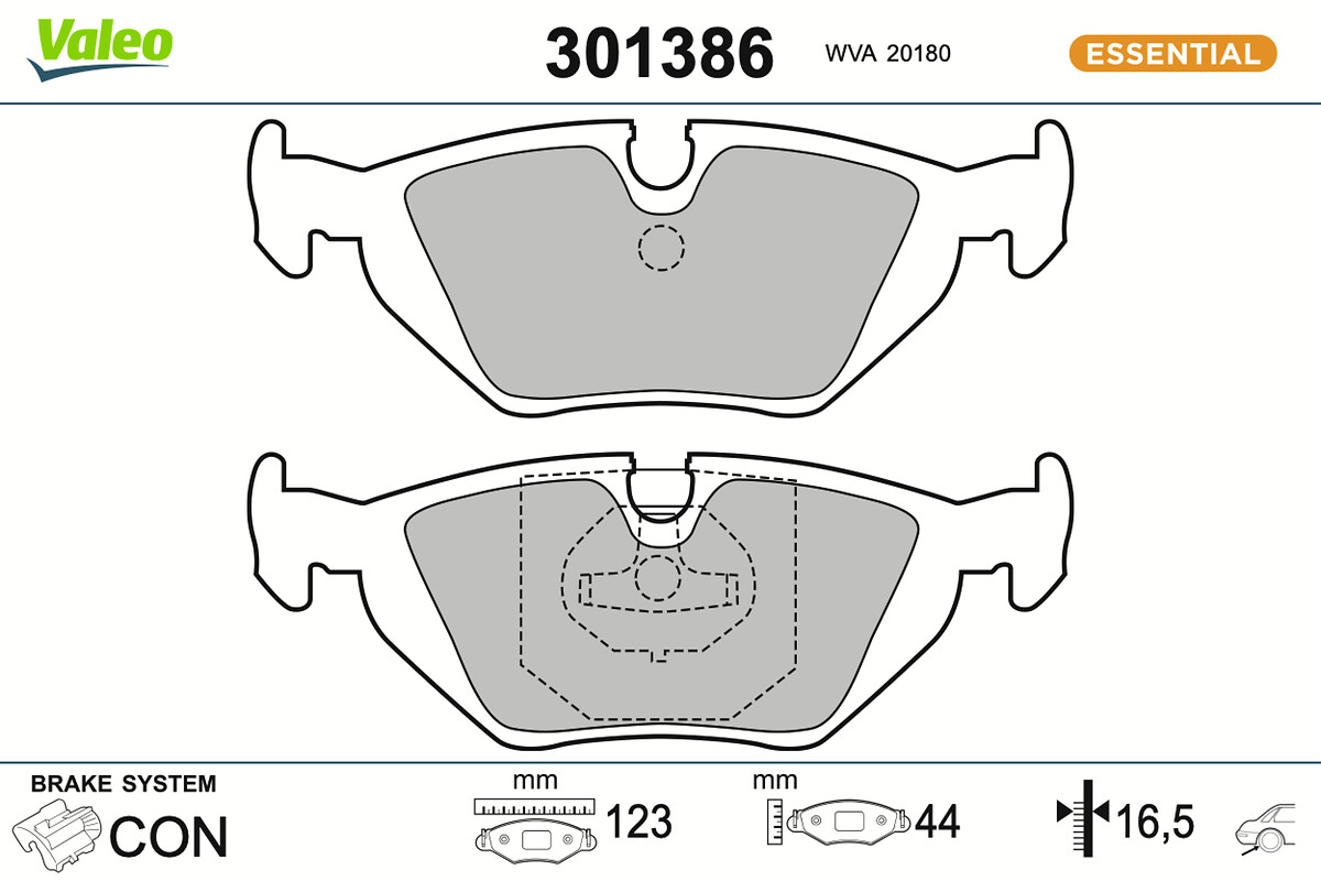 Jeu de 4 plaquettes de frein VALEO ref. 301386